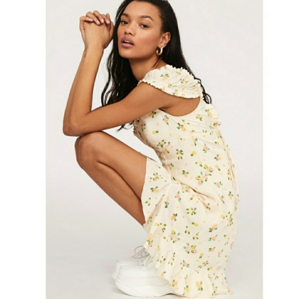 FREE PEOPLE like a lady fruit print ruffle dress L